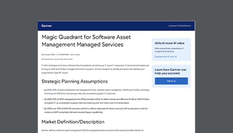 Article Gartner® Magic Quadrant™ for Software Asset Management Managed Services Image