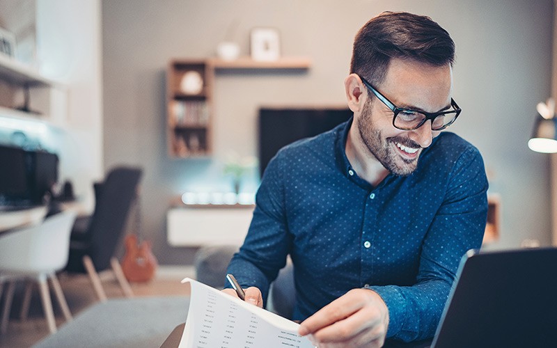 Business professional reading security predictions ebook