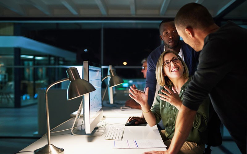Users working at night