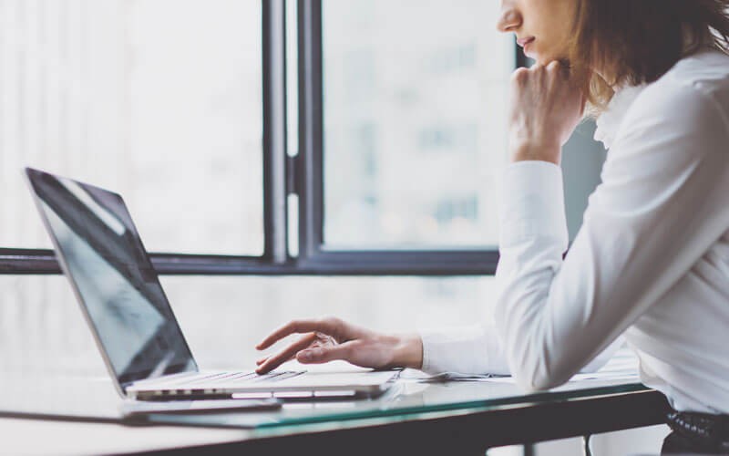 Woman working on laptop