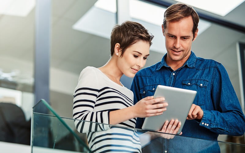 Team using multiple mobile devices while working remotely