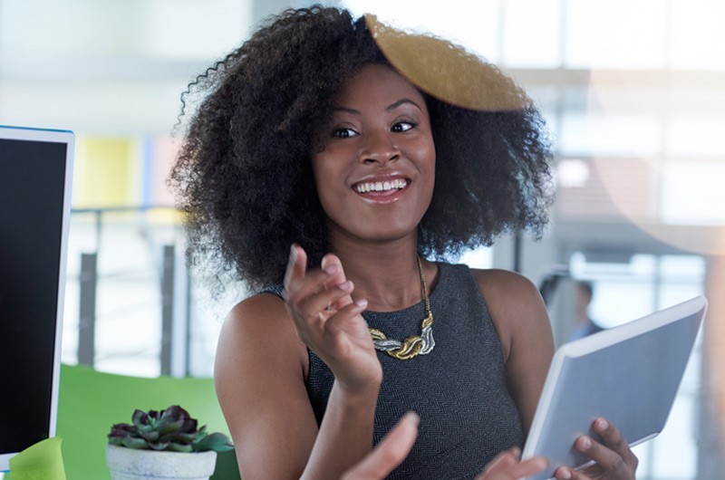Business woman using tablet computer